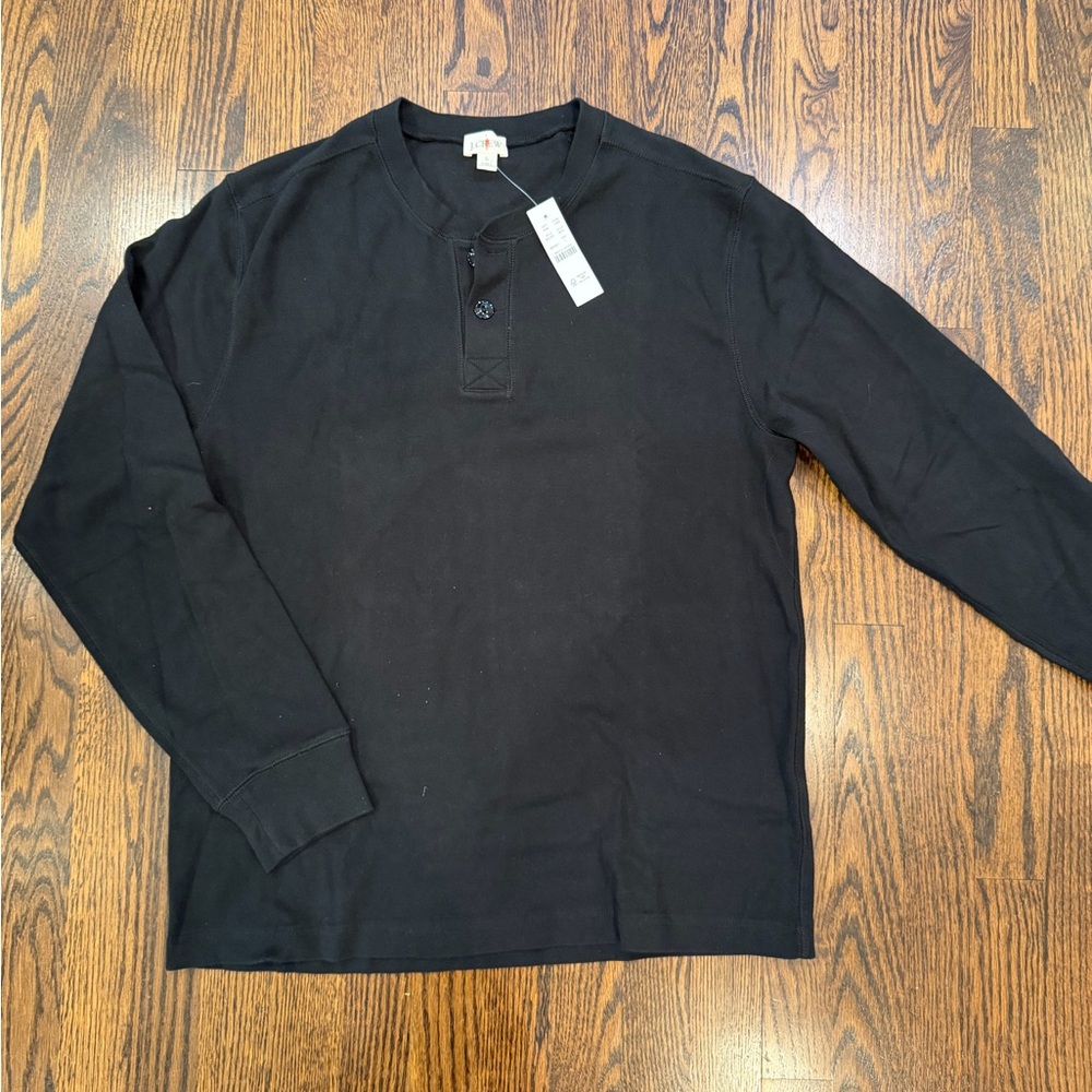 J. Crew Black Long Sleeve Henley Shirt